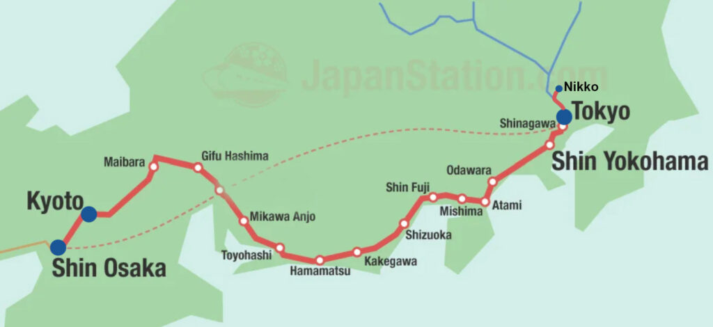 Map of our 2016 trip through Japan