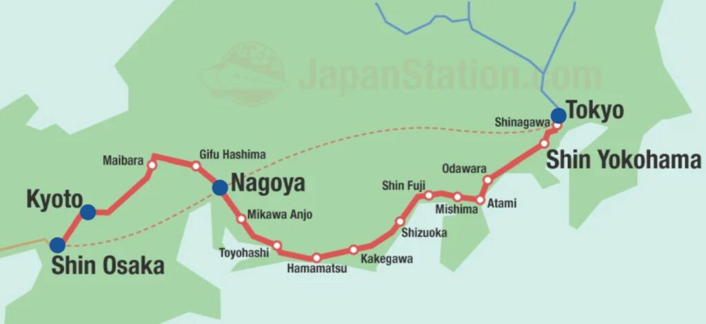 Map of our 2025 trip through Japan