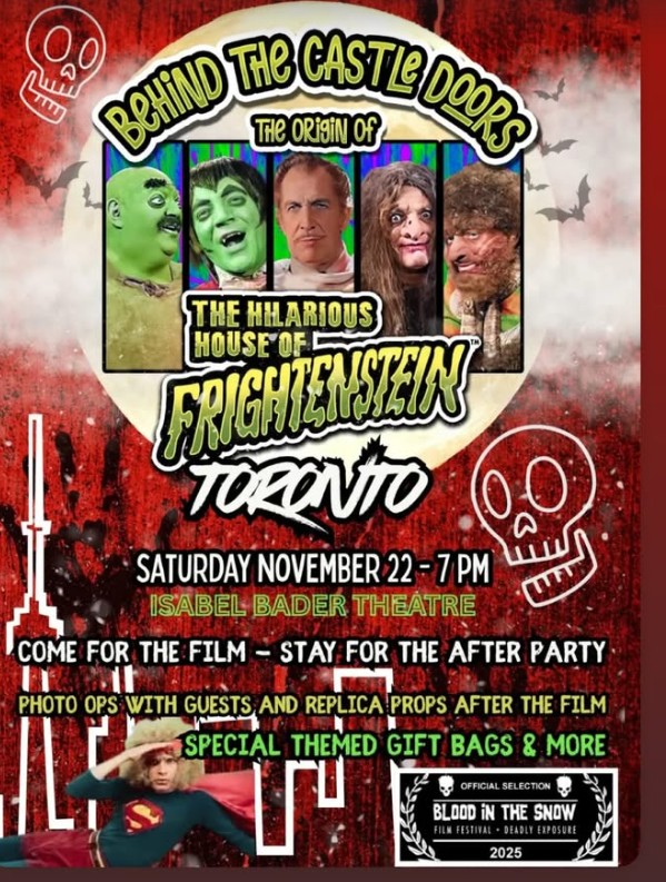 Poster for Documentary Behind the Castle Doors, The Hilarious House of Frightenstein.