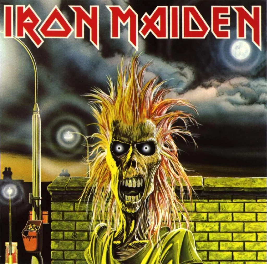 photo of Iron Maiden's debut album cover.